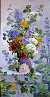 Eugene Henri Cauchois Wall Art - Summer Flowers with Hollyhocks